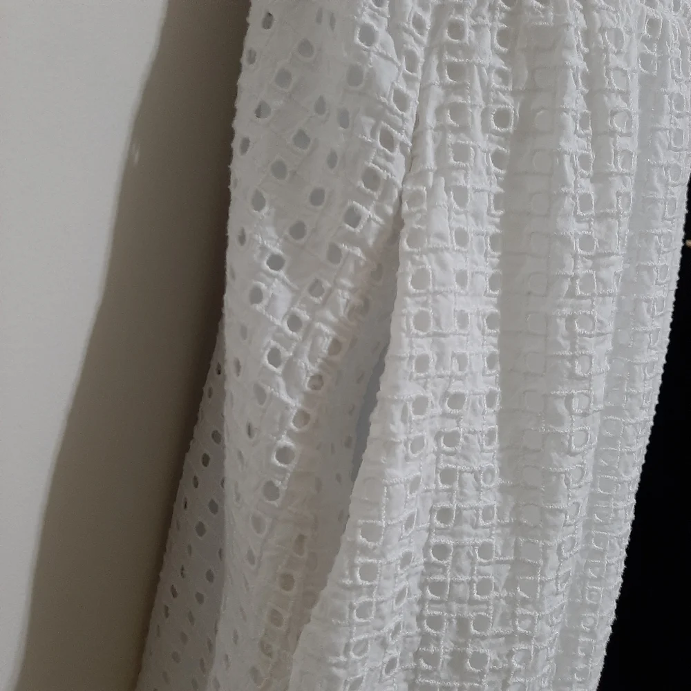J. Crew White Cotton Coletta Button Front Eyelet Dress Size 14